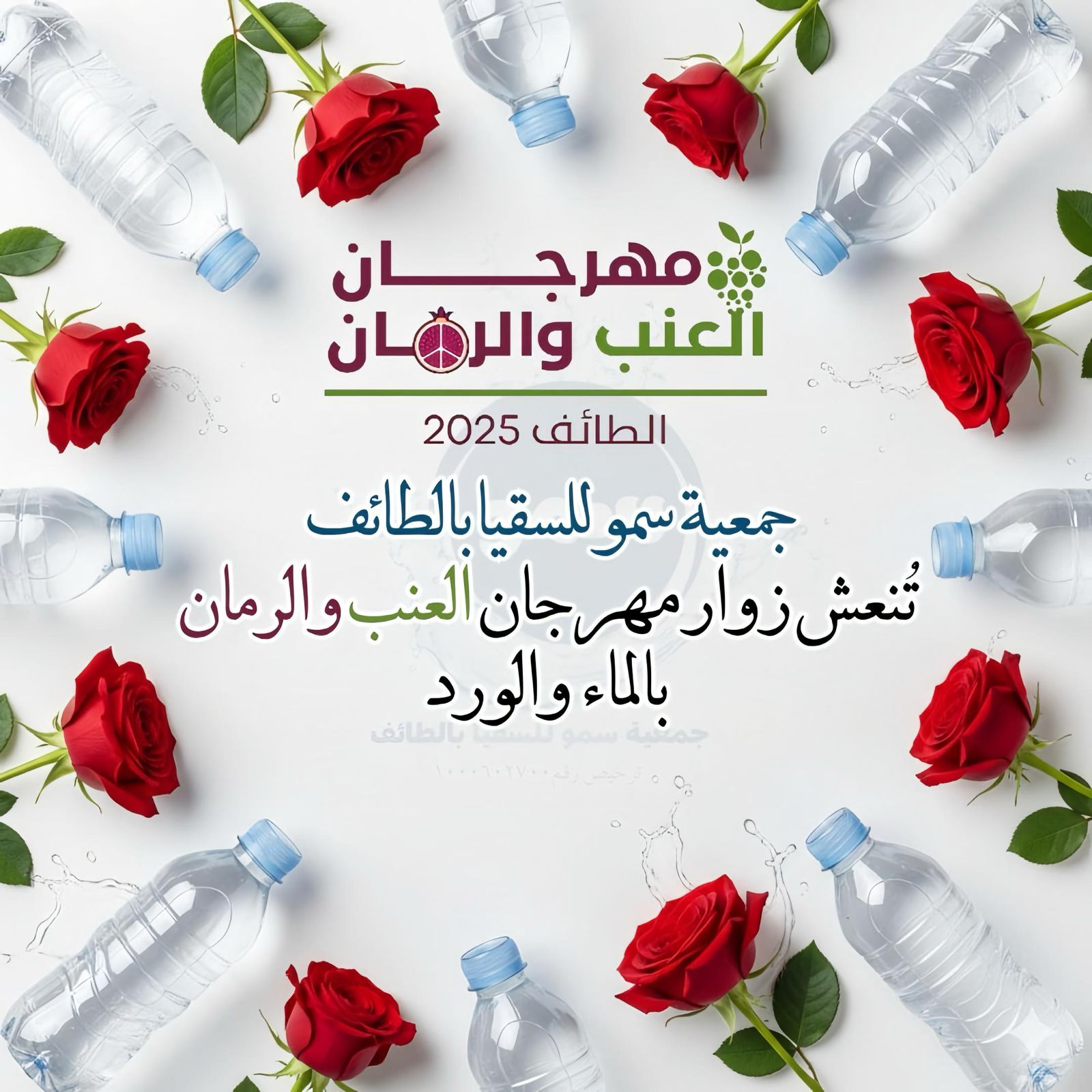 جمعية سمو للسقيا تُنعش زوار مهرجان العنب والرمان بالماء والورد